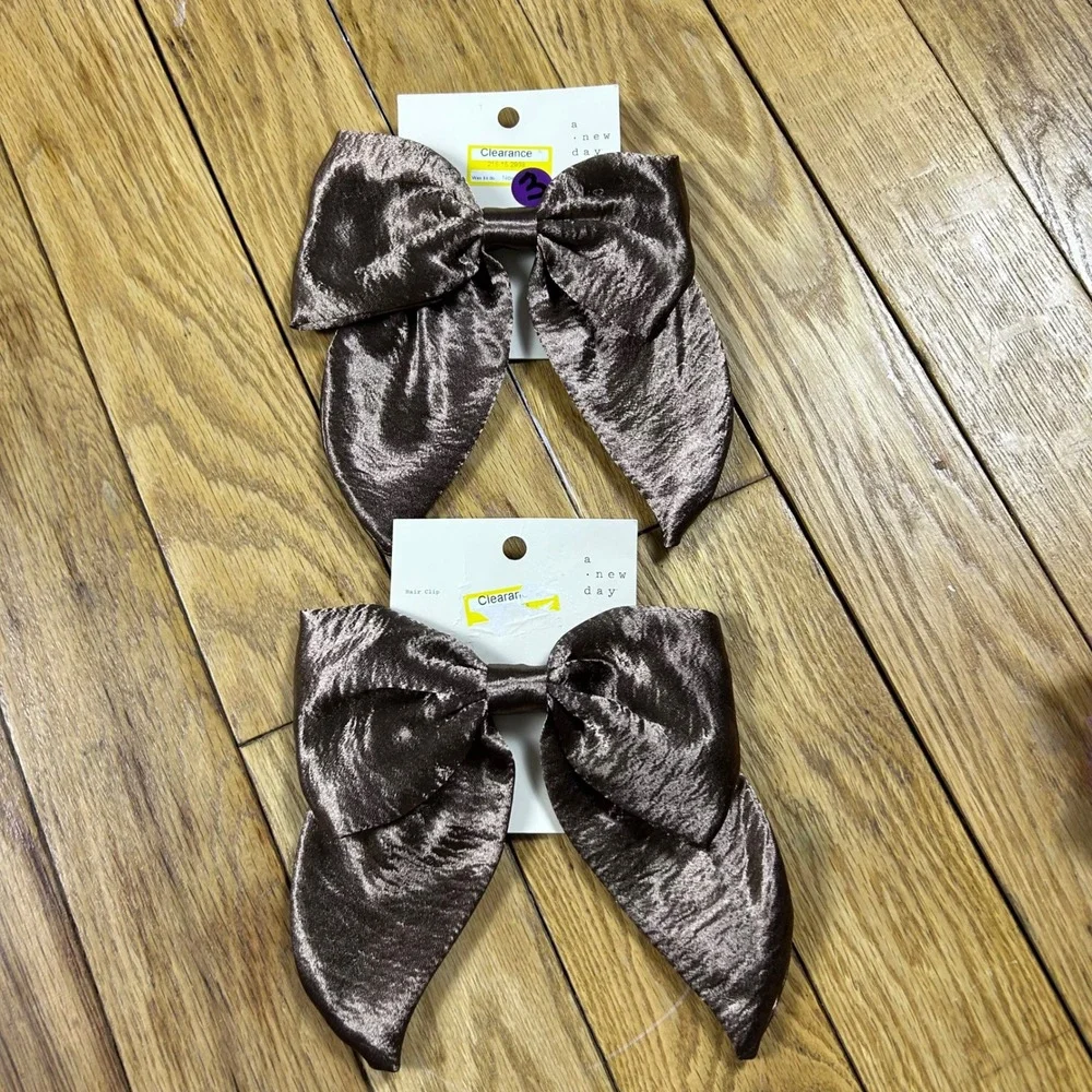 NEW Hair Clips Velvet Bows Pearl Embellished Rhinestone Pumpkin‎ Accents Set